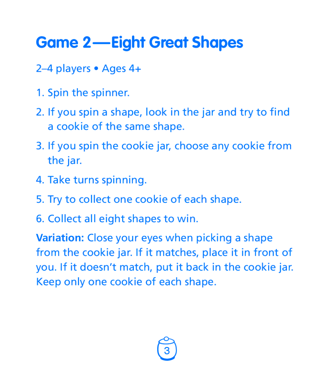 Learning Resources Goodie Game manual Game 2 - Eight Great Shapes 